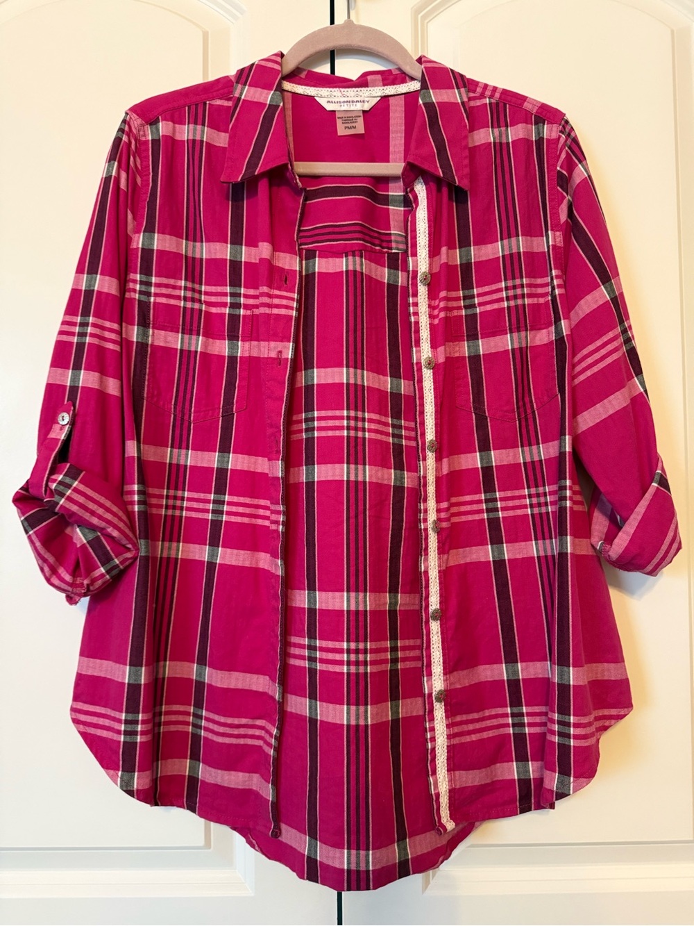 Allison Daley Fuchsia Plaid Button-Down Shirt